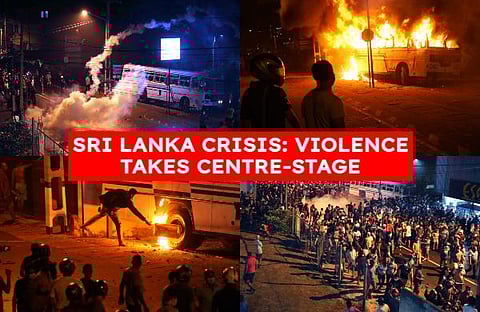 Sri Lanka Police fired tear gas and a water canon to disperse several hundred people protesting near the private residence of the country’s President Gotabaya Rajapaksa. The people had gathered to protest the economic hardships faced by them. (Photo | AP)