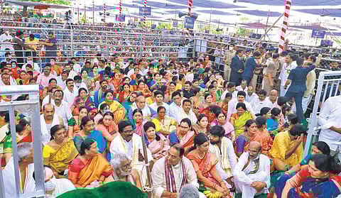 Visuals from ‘Sitarama Kalyanam’ organised at Mithila Stadium in Bhadrachalam on Sunday