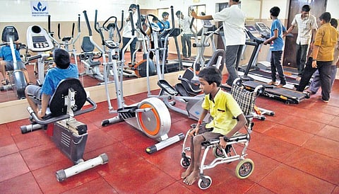 People with disabilities at the  Nethrodaya gym | R Satish Babu