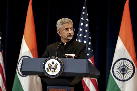 India's External Affairs Minister Subrahmanyam Jaishankar listens at a news conference during the fourth U.S.-India 2+2 Ministerial Dialogue at the State Department in Washington. (Photo | AP)