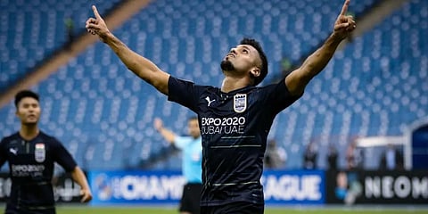 Mumbai City FC defender Rahul Bheke celebrates after scoring against Air Force Club against AFC Asian Champions League. (Photo | Mumbai City FC Twitter)
