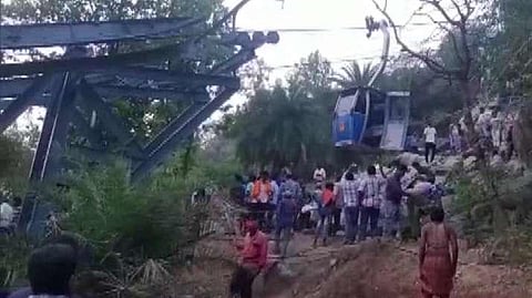 The site of the Trikut ropeway accident in Jharkhand. (Photo | ANI)