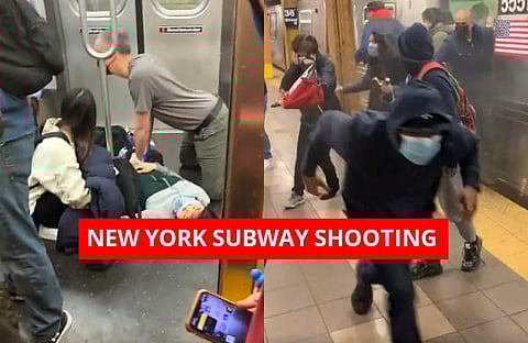 A gunman in a gas mask and construction vest set off a smoke grenade and fired a barrage of bullets in a rush-hour subway train, shooting at least 10 people Tuesday. (Photo | AP)