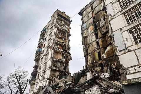 A building damaged during fighting is seen in Mariupol, on the territory which is now under the Government of the Donetsk People's Republic control. (Photo | AP)