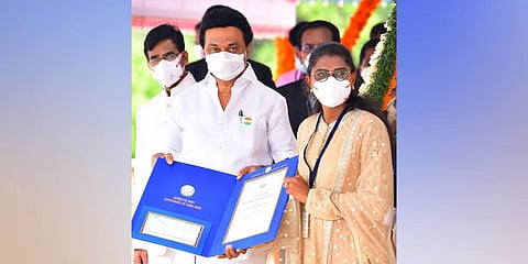 Grace Banu bags the  Best Transperson Award in 2021 in Tamil Nadu. (Photo | Express, EPS)