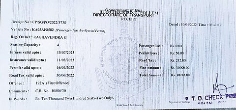 Receipt shows fines paid by tourists | express