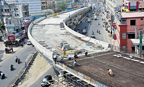 Construction work on the Velachery flyover in Chennai on Sunday | Ashwin Prasath
