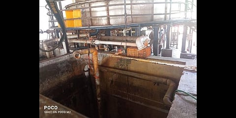 The waste water tank in which the labourers drowned | Express