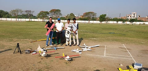 Gaurav Krishna Bansal along with aero models. (Photo | ENS)