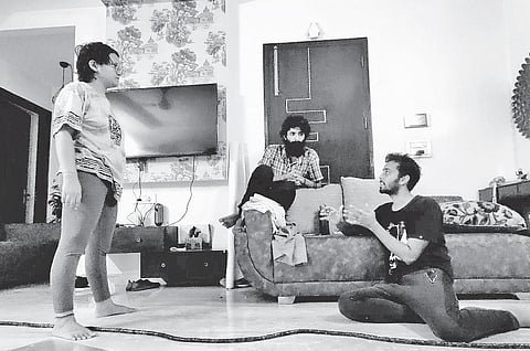 The team of ‘Mrit Pathshala’ during rehearsals;