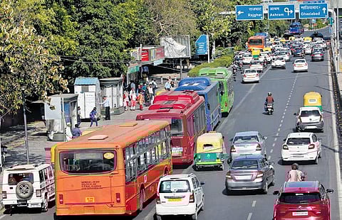 Buses ply on designated lane after government decided to slap heavy fine on violators;