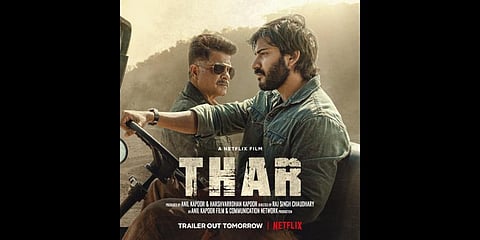 Harsh Varrdhan Kapoor and Anil Kapoor in 'Thar'.(Photo | Twitter)