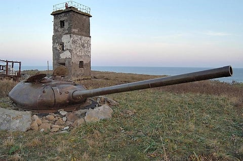 A lighthouse near Yuzhno-Kurilsk on Kunashiri Island, one of the Kuril Chain, known as the Northern Territories in Japan. ( Photo | AP)