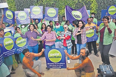 Awareness event conducted at the domestic terminal at Chennai Airport on behalf of ‘Save Soil’ movement on Earth Day | Ashwin Prasath