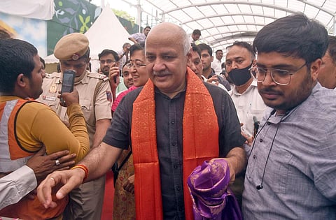 Deputy Chief Minister Manish Sisodia during the inauguration of the Ashram underpass on Mathura Road on Sunday. (Photo | Parveen Negi, EPS)