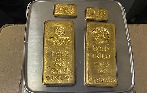 The gold bars seized from a meat cutting machine imported from Dubai (Photo | Special arrangement)