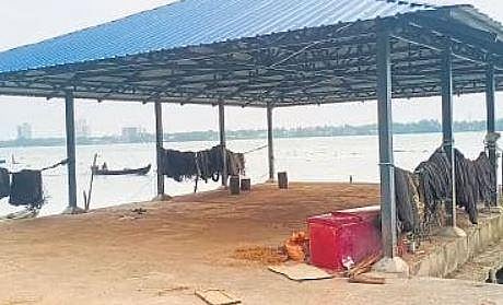 The fish landing centre at Kumbalam which has no electricity