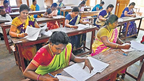 Image of candidates attempting 'Teachers' Eligibility Test' used for representational purposes only