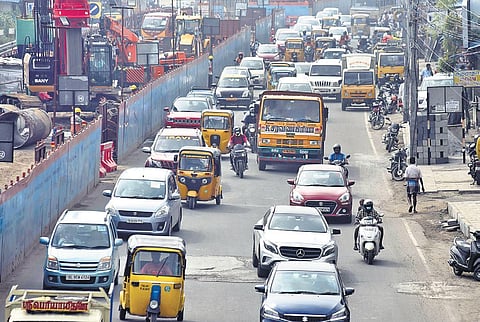 A view of the traffic at Porur. (File photo| Martin Louis, EPS)