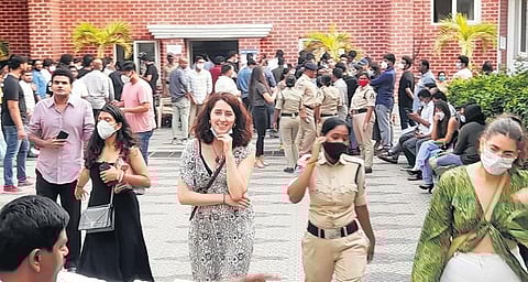 Some of the people who were taken into custody during a raid at Pudding and Mink pub in Hyderabad. (Photo| EPS)