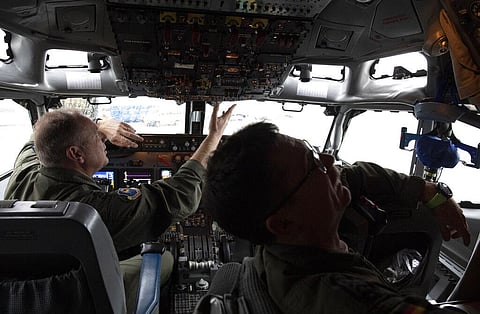Pilots work in the cockpit of an AWACS plane at Melsbroek military airport in Melsbroek, Belgium, Wednesday, Nov. 27, 2019. (Photo | AP)