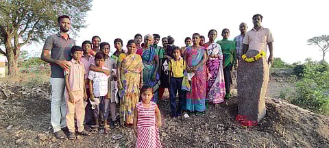 Youth belonging to the village took the help of an NGO and recovered the inscription on Tuesday. (Photo | Special Arrangement)