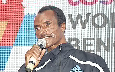 Muktar Edris in Bengaluru on Friday ahead of the World 10K | Vinod Kumar T