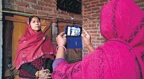 Trainees shooting a video interview