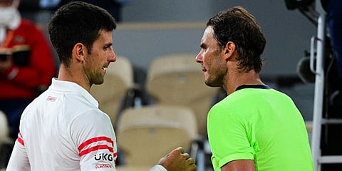 Serbia's Novak Djokovic (L) and Spain's Rafael Nadal (File photo| AFP)