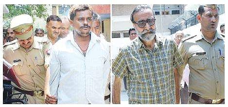 Surendra Koli and Mohinder Pandher, convicted in case no. 8 of the Nithari killing being taken to the CBI court in Ghaziabad. (File | PTI)