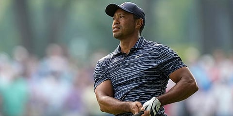 Tiger Woods hits from the fairway on the 13th hole during the first round of the PGA Championship golf tournament in Tulsa, Okla. (Photo | AP)