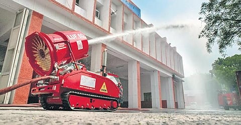 The newly inducted fire fighting robots to help put off fire in the city | Express