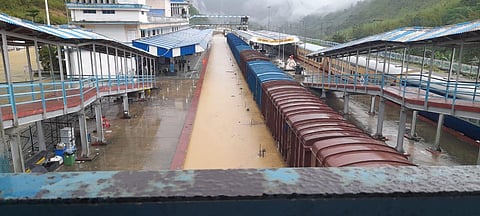 The condition of a railway station in Assam's Dima Hasao district after heavy rain and mudslides. (Photo | EPS)