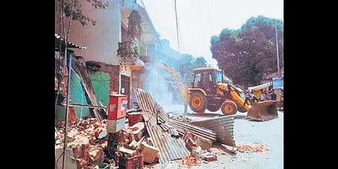 Demolition by SMC underway near Samaleswari temple