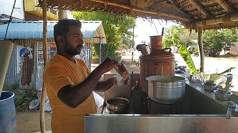 S Sivakumar at his tea stall | Express