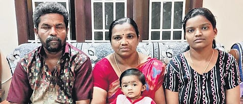 Baskar and Muthulakshmi with their newborn daughter Sai Ranjini,