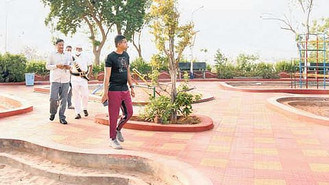 VMC chief Swapnil Dinakar Pundkar inspects Gandhi Hill on Monday | Express