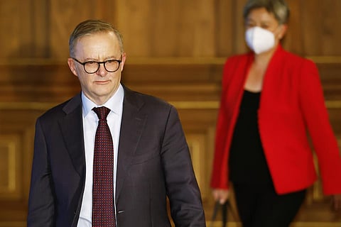 Australian PM Anthony Albanese and Foreign Minister Penny Wong attend a bilateral meeting with Japanese Prime Minister Fumio Kishida alongside a meeting of the Indo-Pacific security. (Photo | AP)