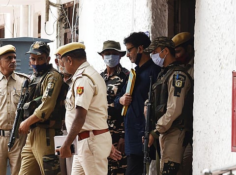 JKLF leader Yasin Malik being produced at the Patiala Courts in New Delhi. (Photo | Parveen Neg)