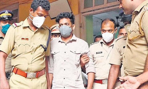 Kiran Kumar being taken into custody by the police from the Kollam Additional Sessions Court after the verdict was pronounced on Tuesday