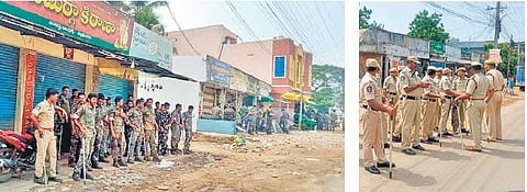 Police pickets continued surveillance in Amalapuram town. Internet services to be restored after all accused are nabbed I Express
