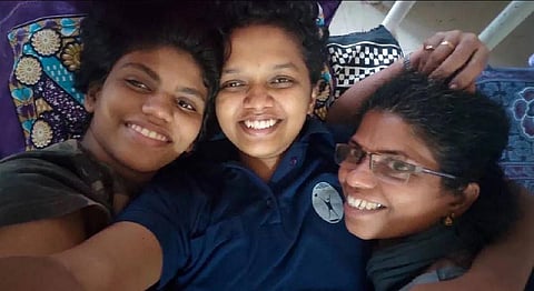 P P Sreeja, daughter Navya and her girlfriend Ponnu.
