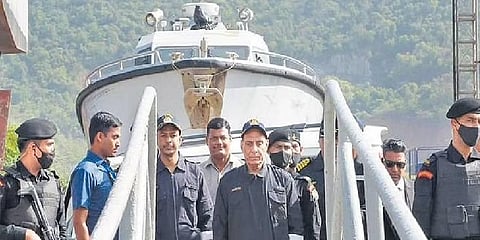 Rajnath Singh during an earlier interaction with Navy personnel | FILE PIC