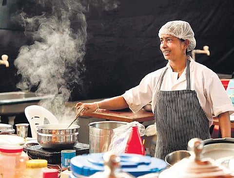A scene from a food court set up at the venue of the Ente Keralam mega fair being held in Thiruvananthapuram. (Photo| EPS)