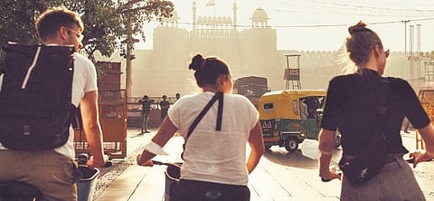 Images of previous  cycling tours in Delhi organised  by DBC