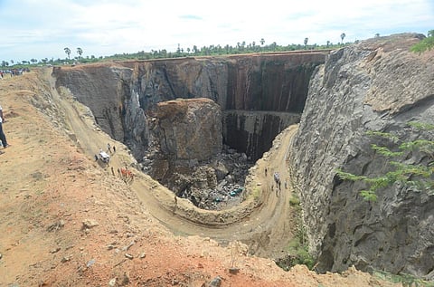 Stone quarry accident at Adaimithipankulam in Tirunelveli district. (Photo| V Karthikalagu, EPS)