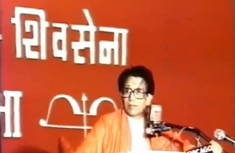 A snippet of the video featuring Shiv Sena founder Bal Thackeray. (Photo | Twitter)