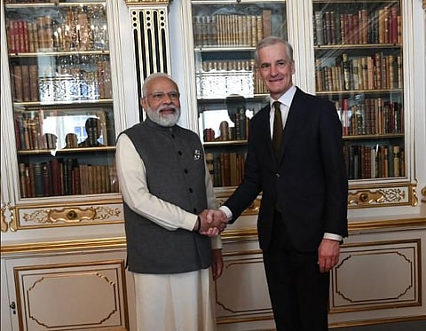 Prime Minister Narendra Modi met his Iceland counterpart Katrin Jakobsdottir on Wednesday. (Photo | Twitter)
