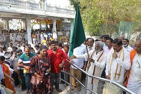 TTD chairman YV Subba Reddy relaunching the Srivari Mettu pathway. (Photo | Madhav K, EPS)