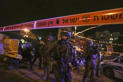 Israeli forces secure the area of a stabbing attack in the town of Elad, Israel. (Photo | AP)
